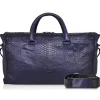 Ammoment - Lark Weekender Large in Python - Navy - Luxury High Quality Leather Bag - Avvenice