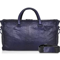 Ammoment - Lark Weekender Large in Python - Navy - Luxury High Quality Leather Bag - Avvenice