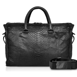 Ammoment - Lark Weekender Small in Python - Black - Luxury High Quality Leather Bag - Avvenice