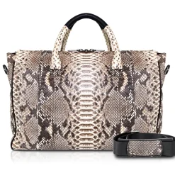 Ammoment - Lark Weekender Small in Python - Roccia - Luxury High Quality Leather Bag - Avvenice