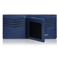 Ammoment - Nile Crocodile in Antique Navy - Leather Bifold Wallet with Center Flap - Avvenice