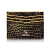 Ammoment - Nile Crocodile in Crack Black and Gold - Leather Credit Card Holder - Avvenice