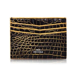 Ammoment - Nile Crocodile in Crack Black and Gold - Leather Credit Card Holder - Avvenice