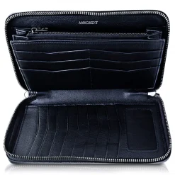 Ammoment - Nile Crocodile in Antique Navy - Leather Large Long Zipper Wallet - Avvenice
