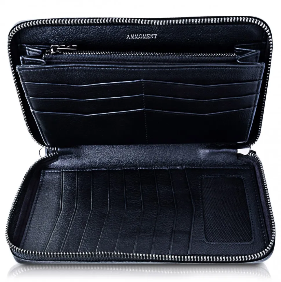 Ammoment - Nile Crocodile in Antique Navy - Leather Large Long Zipper Wallet - Avvenice