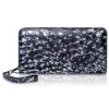 Ammoment - Ostrich in Tahitian Pearl Black - Leather Large Long Zipper Wallet - Avvenice