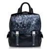 Ammoment - Ostrich in Tahitian Pearl Black - Leather Zane Small Backpack - Avvenice