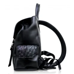 Ammoment - Ostrich in Tahitian Pearl Black - Leather Zane Small Backpack - Avvenice