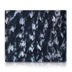 Ammoment - Ostrich in Tahitian Pearl Black - Leather Bifold Wallet - Avvenice