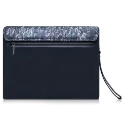 Ammoment - Ostrich in Tahitian Pearl Black - Leather Pete Clutch Bag - Avvenice