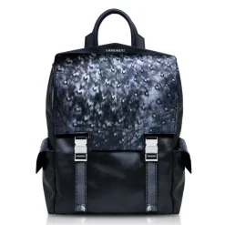 Ammoment - Ostrich in Tahitian Pearl Black - Leather Zane Large Backpack - Avvenice