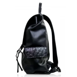 Ammoment - Ostrich in Tahitian Pearl Black - Leather Zane Large Backpack - Avvenice