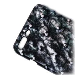 Ammoment - Ostrich in Tahitian Pearl Black - Leather Cover - iPhone 8 Plus / 7 Plus - Avvenice