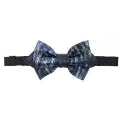 Ammoment - Ostrich in Tahitian Pearl Black - Leather Victor Bow Tie - Avvenice