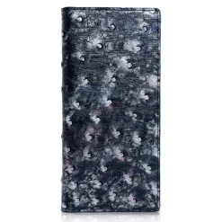 Ammoment - Ostrich in Tahitian Pearl Black - Leather Breast Wallet - Avvenice