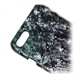 Ammoment - Ostrich in Tahitian Pearl Black - Leather Cover - iPhone 8 / 7 - Avvenice