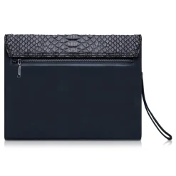 Ammoment - Python in Black - Leather Pete Clutch Bag - Avvenice