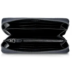 Ammoment - Python in Black - Leather Long Zipper Wallet - Avvenice