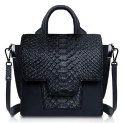 Ammoment - Python in Black - Leather Lexi Crossbody Bag - Avvenice