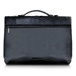 Ammoment - Python in Black - Leather Briefcase -  Orion Business Bag - Avvenice