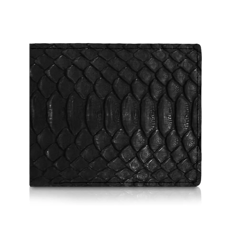 Ammoment - Python in Black - Leather Bifold Wallet - Avvenice