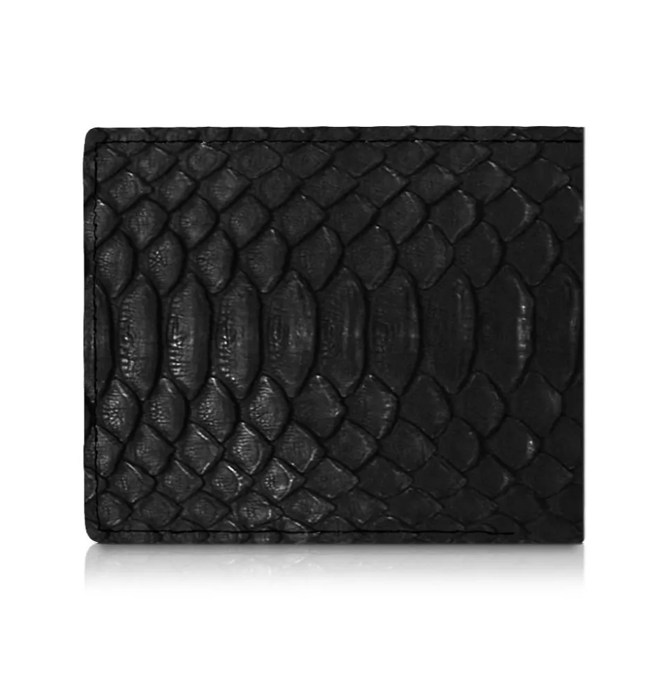 Ammoment - Python in Black - Leather Bifold Wallet - Avvenice