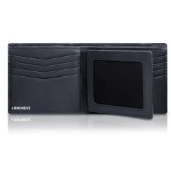Ammoment - Python in Black - Leather Bifold Wallet with Center Flap - Avvenice