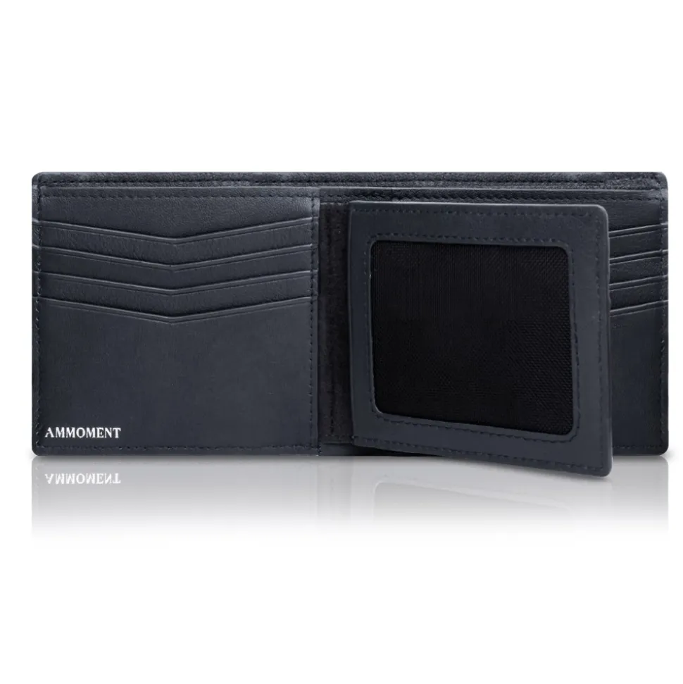Ammoment - Python in Black - Leather Bifold Wallet with Center Flap - Avvenice