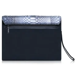 Ammoment - Python in Calcite Grey - Leather Pete Clutch Bag - Avvenice