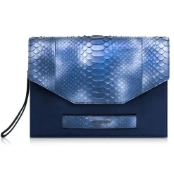 Ammoment - Python in Calcite Blue - Leather Pete Clutch Bag - Avvenice