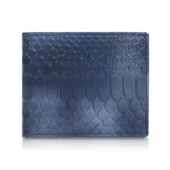 Ammoment - Python in Calcite Blue - Leather Bifold Wallet with Center Flap - Avvenice