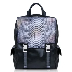 Ammoment - Python in Calcite Grey - Leather Zane Large Backpack - Avvenice