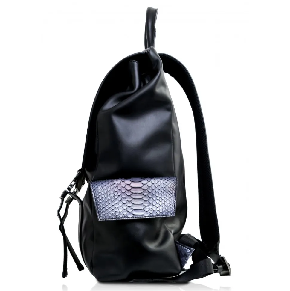 Ammoment - Python in Calcite Grey - Leather Zane Large Backpack - Avvenice