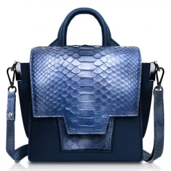 Ammoment - Python in Calcite Blue - Leather Lexi Crossbody Bag - Avvenice