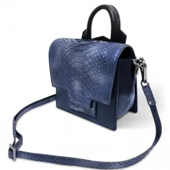 Ammoment - Python in Calcite Blue - Leather Lexi Crossbody Bag - Avvenice