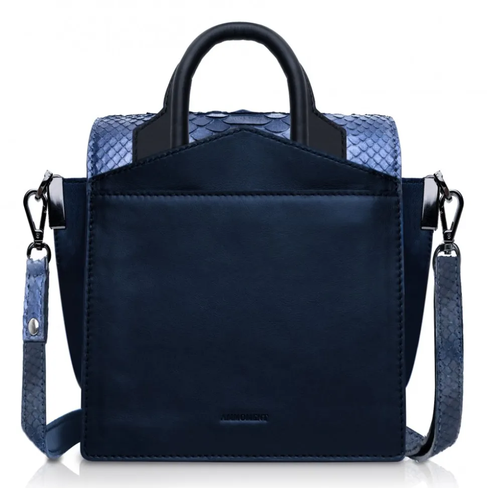 Ammoment - Python in Calcite Blue - Leather Lexi Crossbody Bag - Avvenice