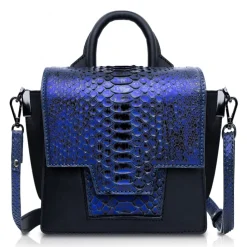 Ammoment - Python in NYX Blue - Leather Lexi Crossbody Bag - Avvenice