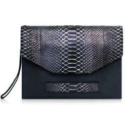 Ammoment - Python in Pepite Rose - Leather Pete Clutch Bag - Avvenice
