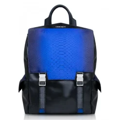 Ammoment - Python in Petale Blue - Leather Zane Large Backpack - Avvenice
