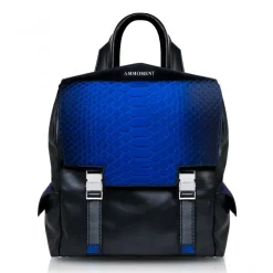 Ammoment - Python in Petale Blue - Leather Zane Small Backpack - Avvenice