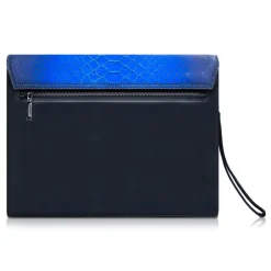 Ammoment - Python in Petale Blue - Leather Pete Clutch Bag - Avvenice