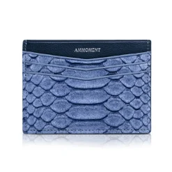 Ammoment - Python in Pomice Blue - Leather Credit Card Holder - Avvenice