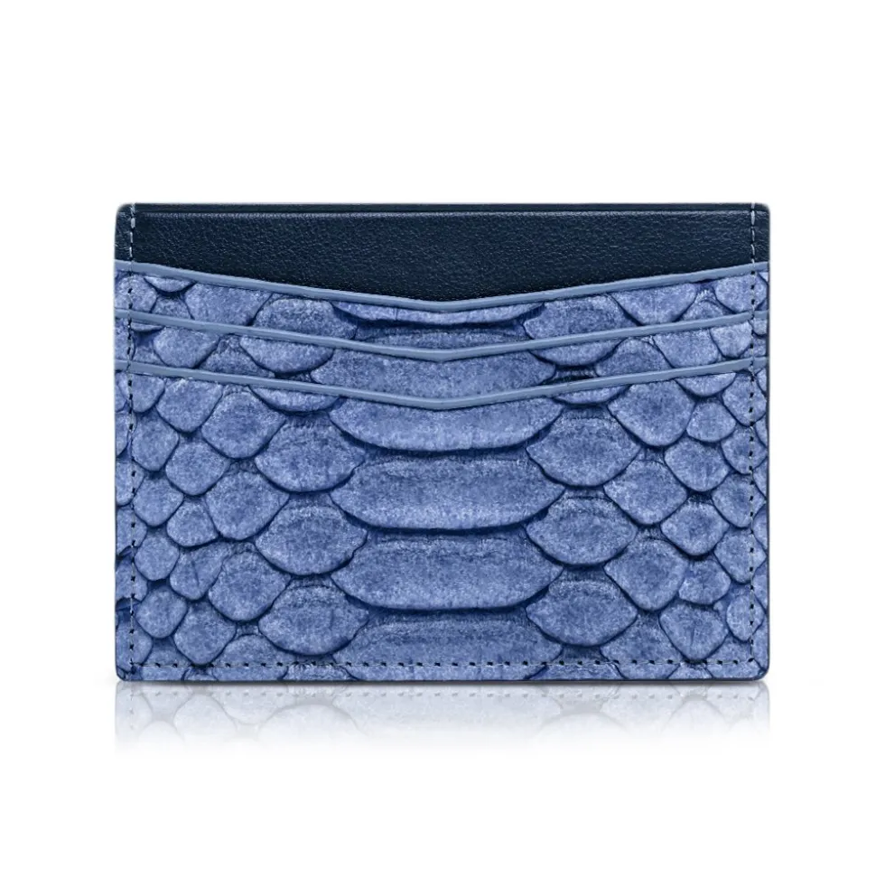 Ammoment - Python in Pomice Blue - Leather Credit Card Holder - Avvenice