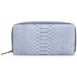 Ammoment - Python in Pomice Grey - Leather Long Zipper Wallet - Avvenice