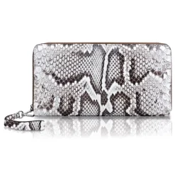 Ammoment - Python in Roccia - Leather Large Long Zipper Wallet - Avvenice