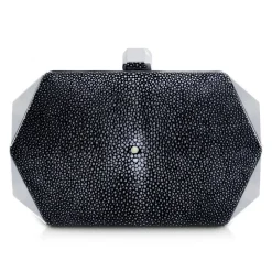 Ammoment - Stingray in Black - Minaudiere - Leather Bag - Avvenice