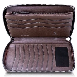 Ammoment - Stingray in Glitter Metallic Brown - Leather Large Long Zipper Wallet - Avvenice