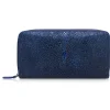 Ammoment - Stingray in Glitter Metallic Blue - Leather Long Zipper Wallet - Avvenice
