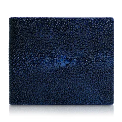 Ammoment - Stingray in Glitter Metallic Blue - Leather Bifold Wallet - Avvenice