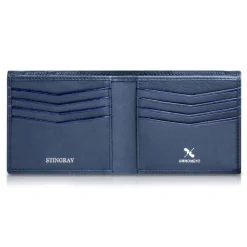 Ammoment - Stingray in Glitter Metallic Blue - Leather Bifold Wallet - Avvenice